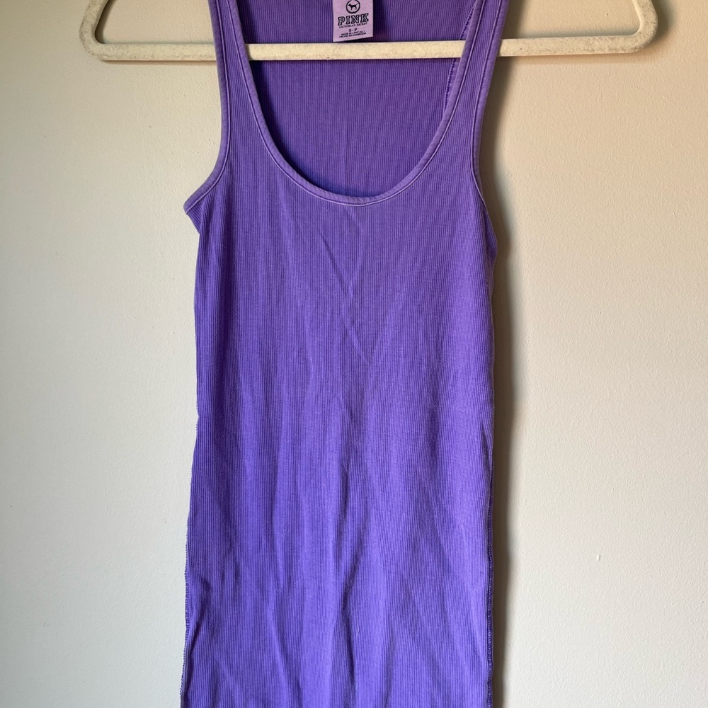 PINK Victoria’s Secret Y2K 2000s Ribbed Lilac Tank Top
